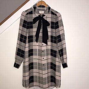 Kate Spade long sleeve shirt dress with bow tie